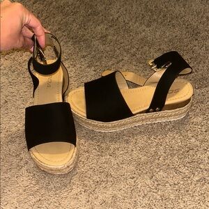 Soda Black Espadrille Platform Shoes